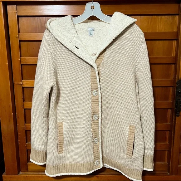 Bean Jackets Coats Ll Bean Lined Sherpa Trimmed Sweater